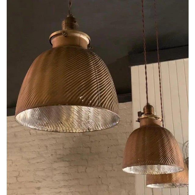 Early 20th Century Industrial Gold X-Ray Mercury Glass Dome Pendants Lights - A Pair For Sale In Atlanta - Image 6 of 7