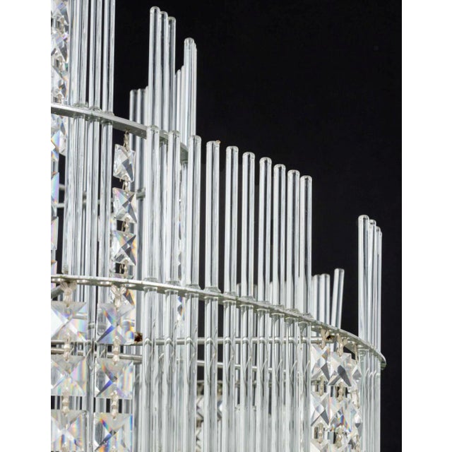 Sciolari Tiered Crystal and Chrome Chandelier For Sale - Image 9 of 10