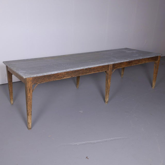 Antique French Oak Zinc Top Refectory Dining Table | Circa 1880 For Sale - Image 4 of 14