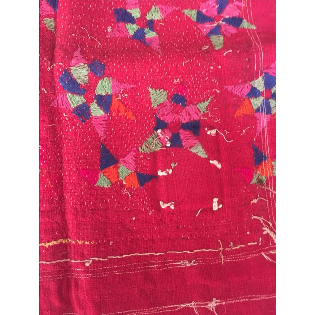 Red Vintage Beaded Indian Tribal Wall Hanging For Sale - Image 8 of 9