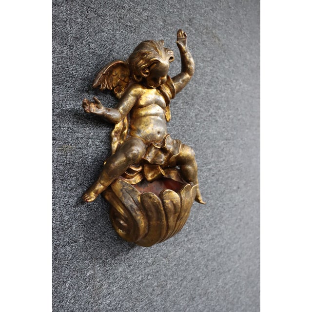 Italian Giltwood Cherub Wall Pocket For Sale - Image 10 of 12