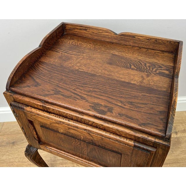 Wood Vintage French Louis Style Oak Bedside Table For Sale - Image 7 of 10