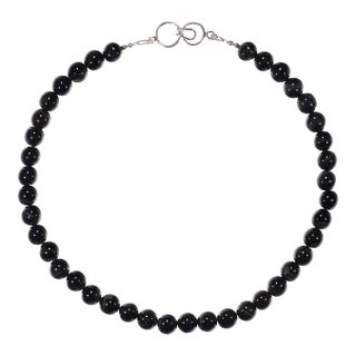 Ajd 17 Inch Optical Gray/Blue Tiger's Eye 10 MM Necklace For Sale