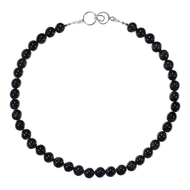 Ajd 17 Inch Optical Gray/Blue Tiger's Eye 10 MM Necklace For Sale