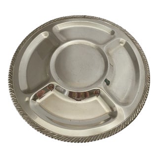Vintage Sheridan Silver on Copper Extra Large Lazy Susan Tray For Sale