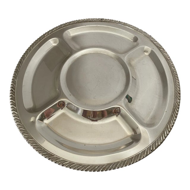 Vintage Sheridan Silver on Copper Extra Large Lazy Susan Tray For Sale