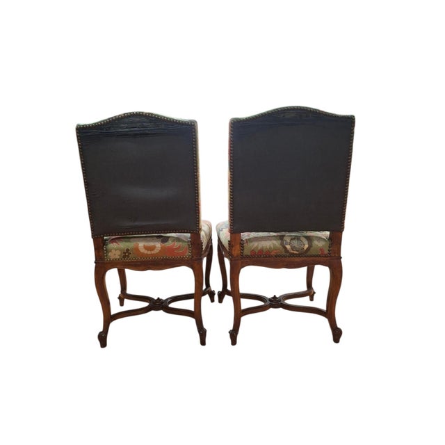 Late 19th Century Pair of Antique Louis XIV Style, Needlepoint-Upholstered Side Chairs For Sale - Image 5 of 17