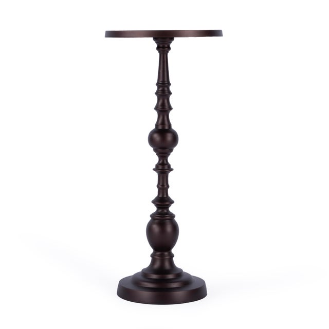 Spritely Home Accent Furniture Darien Outdoor Round Pedestal Side Table, Outdoor Bronze For Sale - Image 4 of 7