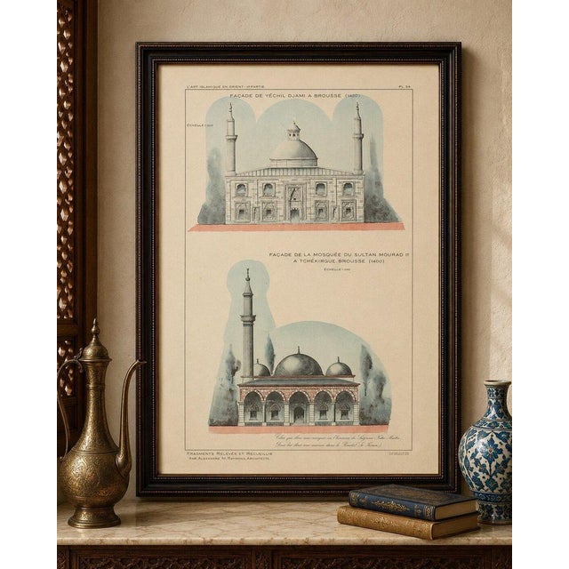 Beige Alexandre M. Raymond, Yeşil Djami & Sultan Murad Mosque, Bursa, 1924, Paper For Sale - Image 8 of 9