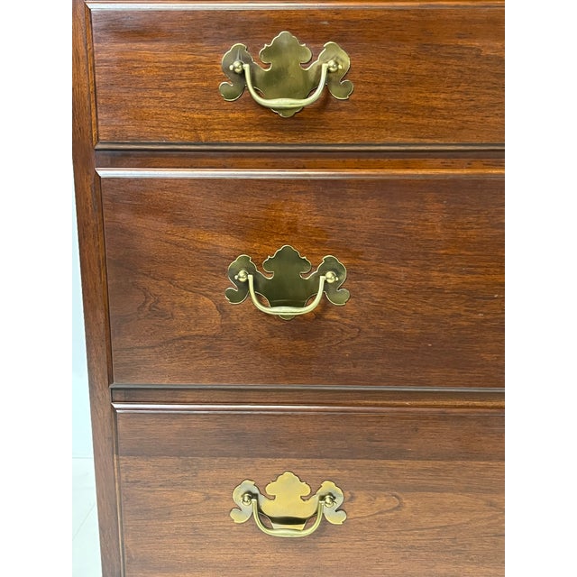 Late 20th Century Henkel Harris Virginia Galleries Solid Wild Black Cherry Gentleman’s Chest For Sale - Image 17 of 17
