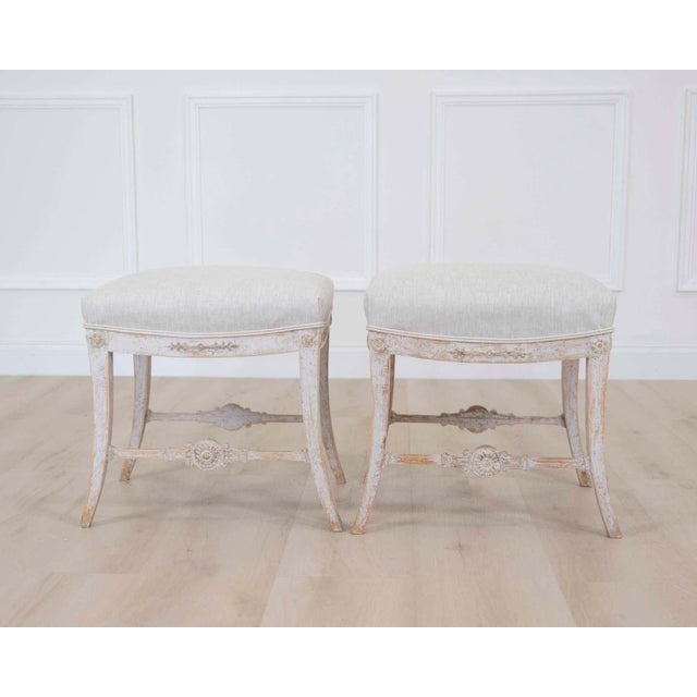 Gustavian (Swedish) Pair of Swedish 19th Century Gustavian Stools For Sale - Image 3 of 9