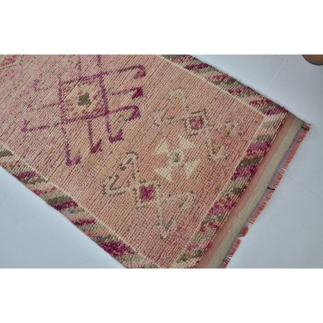 Pink Kurdish Anatolian Wool Runner Rug For Sale - Image 8 of 10