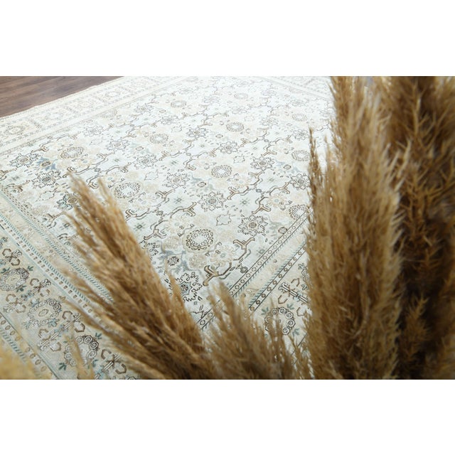 1970s Vintage Persian Handmade Wool Cotton Light Yellow Area Rug For Sale - Image 11 of 11