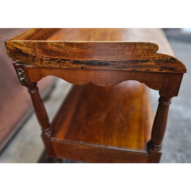 Wood Early 20th Century Federal Style Mahogany Double Drawers Tiered Wash Stand For Sale - Image 7 of 10