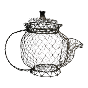 Vintage Folk Art Teapot Egg Basket