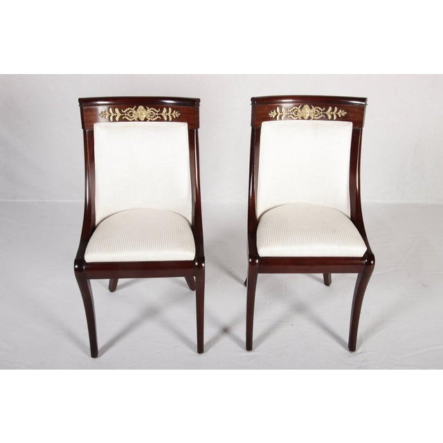 Antique Empire Style Mahogany Gondola Chairs with Gilded Bronze Appliqués, 1820, Set of 2 For Sale - Image 6 of 18