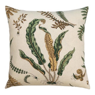 The House of Scalamandré Elsie De Wolfe Pillow, Greens on Off-White For Sale