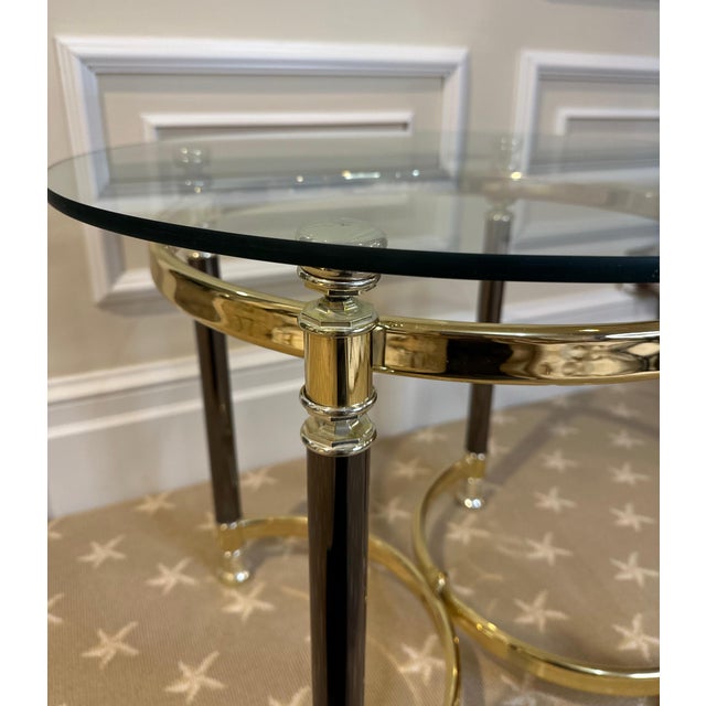 Vintage Hollywood Regency Modern Brass and Glass Table For Sale - Image 4 of 5