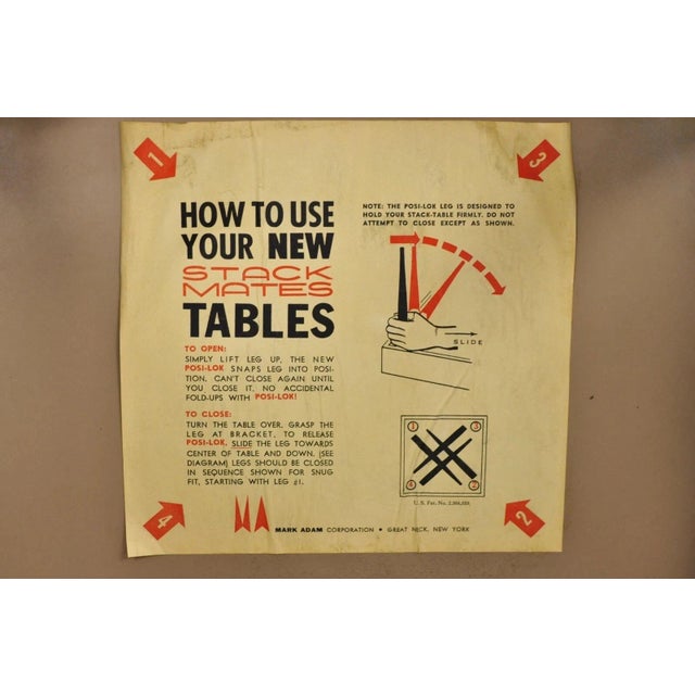 Vintage Mark Adam Co. Mid Century Modern Stacking Folding Snack Table - Set of 3 For Sale - Image 9 of 12