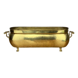 Vintage Style Brass Jardiniere with Handles For Sale