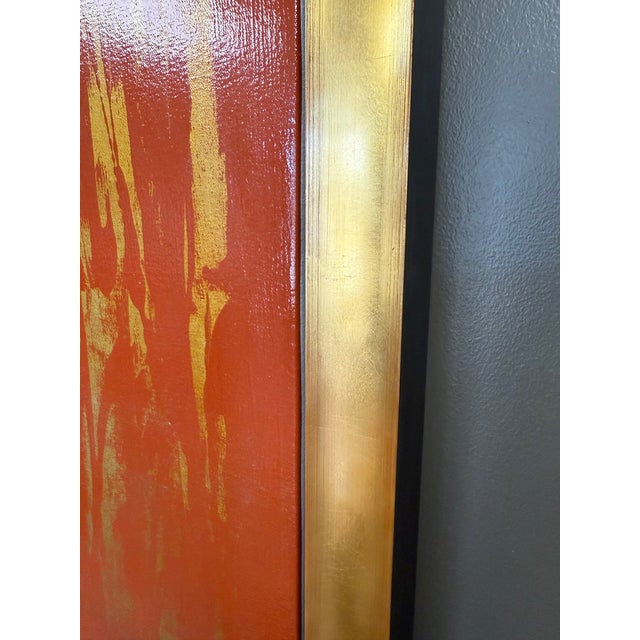 Early 21st Century Framed Abstract Acrylic Painting With Metallic Gold Accents, Artist Jennifer Hollack For Sale - Image 5 of 9