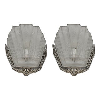 1930s French Art Deco Wall Sconces by Ejg - A Pair For Sale
