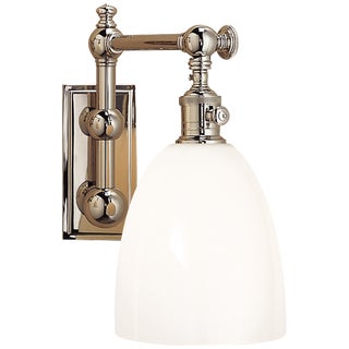 Chapman & Myers for Visual Comfort Signature Pimlico Single Light in Polished Nickel with White Glass For Sale