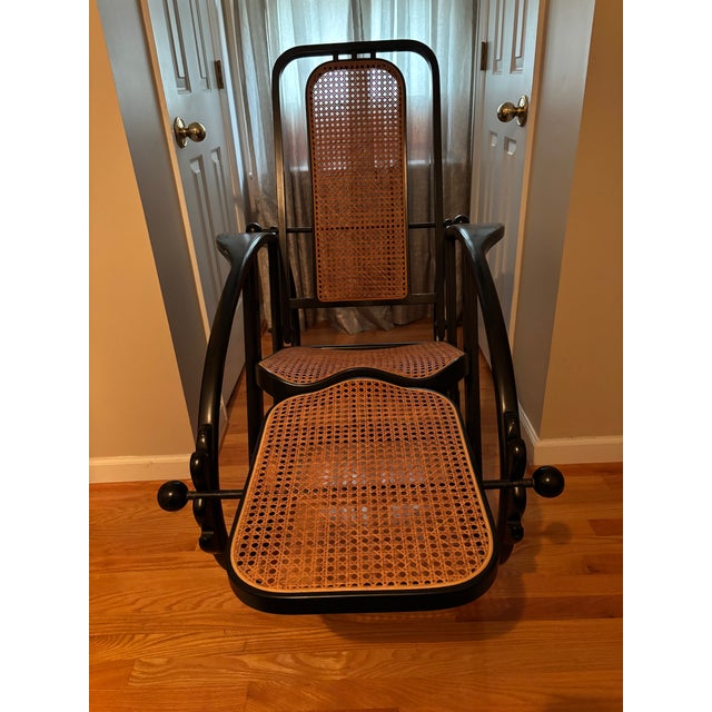 Josef Hoffmann Attributed to Joseph Hoffmann No. 267 “Egg” Rocking Chair Original Woven Webbing Intact - From the Austrian Modernist Design Period For Sale - Image 4 of 12