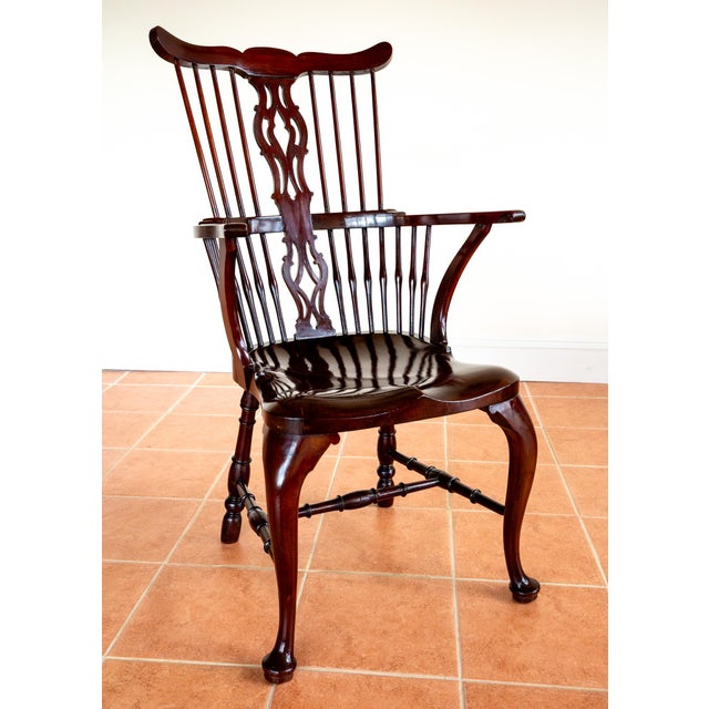 Antique Georgian Revival Victorian Windsor Chair Thames Valley in Mahogany, 1890 For Sale - Image 14 of 18