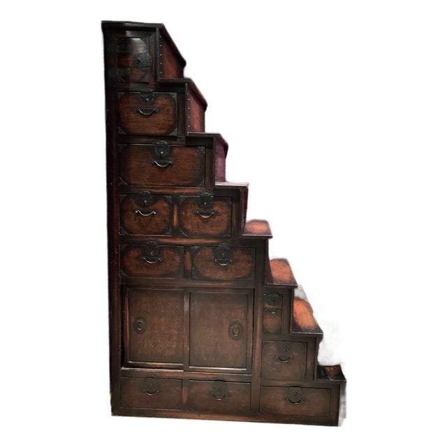 Early 20th Century Antique Japanese Step Tansu For Sale