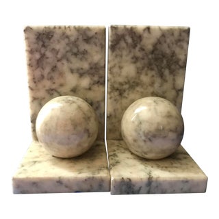 Vintage Himark Italian Marble Geometric Ball Classic Bookends - Pair For Sale