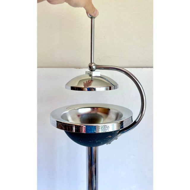 Mid-Century Modern Mid-Century Sculptural Chrome Pedestal Floor Ashtray For Sale - Image 3 of 11