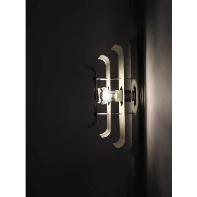 Metal Italian Postmodern Wall Sconces in Layered Metal, 1970s, Set of 2 For Sale - Image 7 of 15