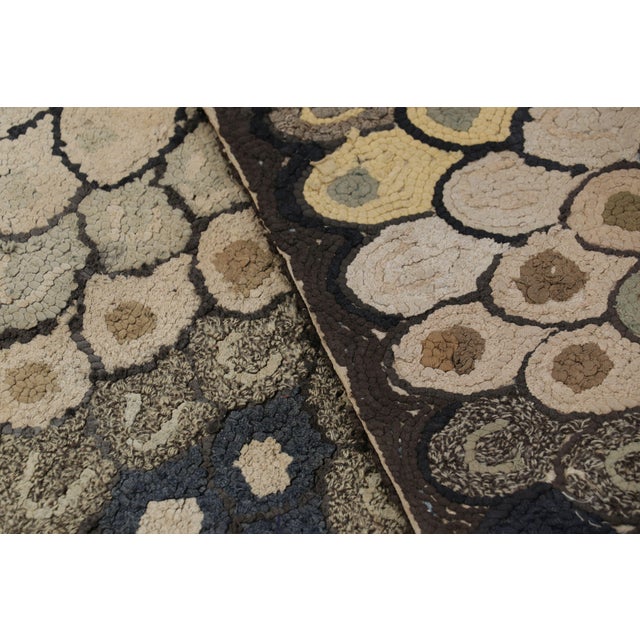 Cream Antique Hooked Rug in Blue With Cream Geometric Patterns, From Rug & Kilim For Sale - Image 8 of 8