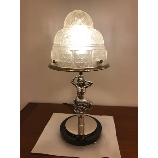 French Art Deco Mermaid Table Lamp by Genet Et Michon For Sale - Image 9 of 11