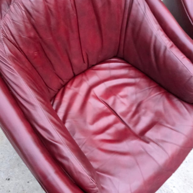 Pair of Vintage Oxblood Leathercraft Postmodern Lounge/Club Chairs For Sale - Image 10 of 14
