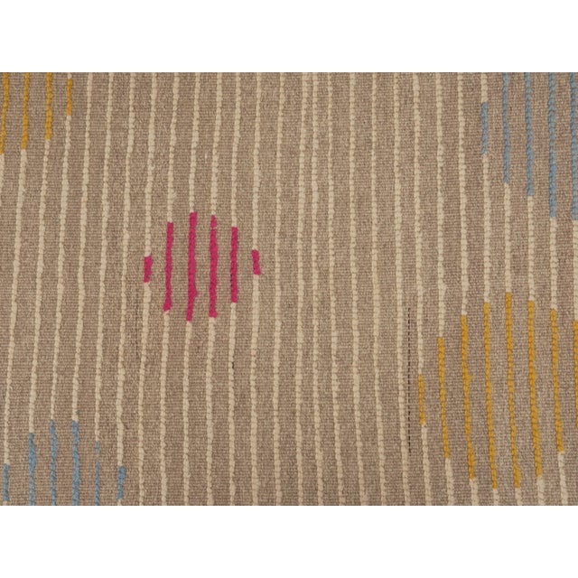 Textile 1970s Vintage Handmade Wool Cotton Beige Runner Rug For Sale - Image 7 of 11
