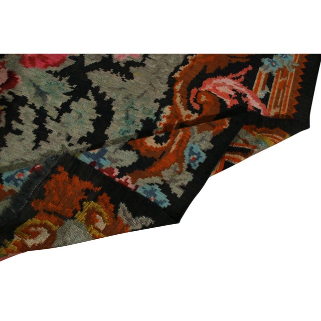 Midcentury Green Floral Flat-Weave Vintage Bessarabian Kilim Rug by Rug & Kilim For Sale In New York - Image 6 of 6