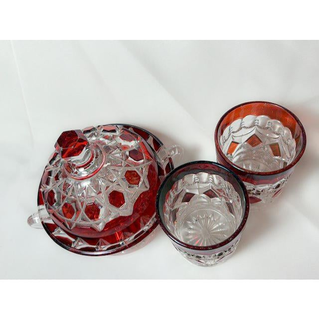 Early American Ruby Glassware Set - 6 Pieces (Thompson Glass Co.) (Duncan & Miller Glass Co.) For Sale In New York - Image 6 of 8