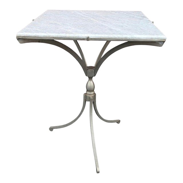 Vintage Italian Mid-Century Style White Marble-Top Accent Table For Sale