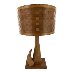 Mid Century Modern Sculptural Cypress Root Table Lamp With Shade