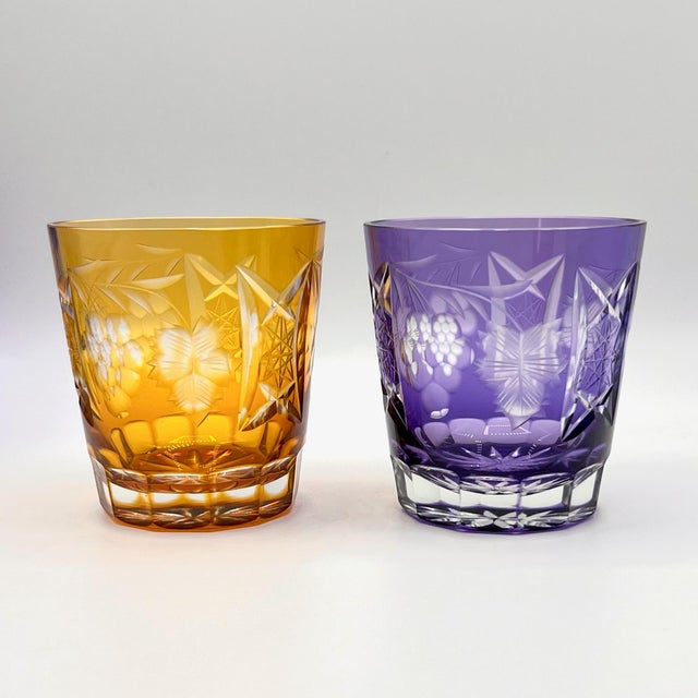 Antique Bohemian Grape-Cut Harlequin Crystal Tumblers from Befos, 1850, Set of 6 For Sale - Image 4 of 8