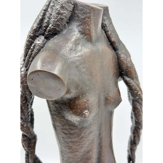 Bronze Sculpture Nude Woman with Cornrows Monogrammed Dated 93 For Sale In Palm Springs - Image 6 of 17