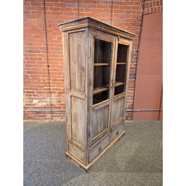 2000 - 2009 Rustic Reclaimed Wood Glass-Front Cabinet For Sale - Image 5 of 7