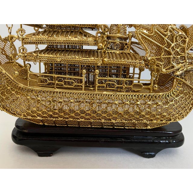 Mid 20th Century Gold Dragon Boat on Stand, C1950 For Sale - Image 5 of 12