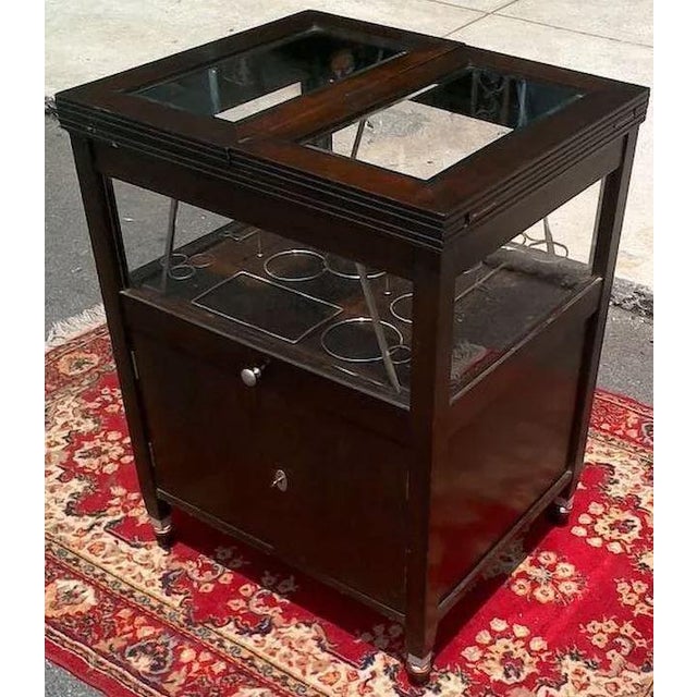 Vintage Bar Cart With Pop Up Center and Beveled Glass Chairish