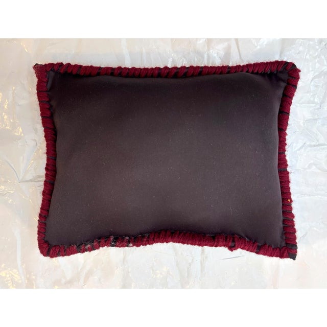 Pillow made with wool pile Karastan rug fragment-Poly fill with fabric backing sewn closure-