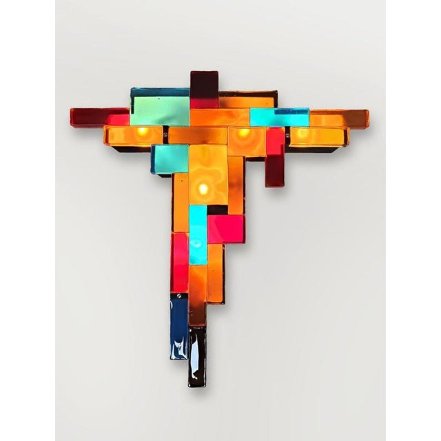 Vintage Glass Wall Lamp, 1970s For Sale - Image 4 of 8