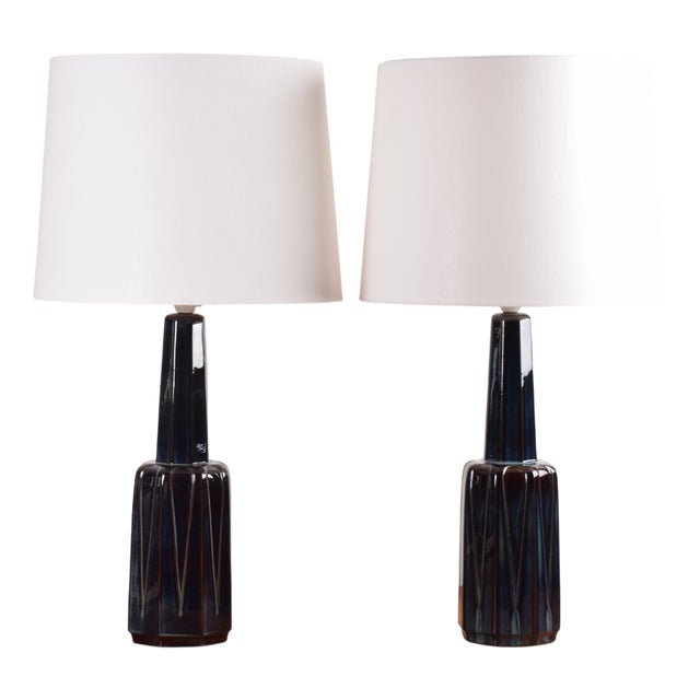 Tall Danish Table Lamps attributed to Einar Johansen for Søholm, 1960s, Set of 2 For Sale