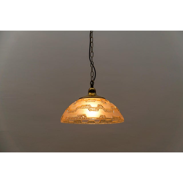 Amber-Colored Embossed Glass Lamp by Peill & Putzler, Germany, 1960s For Sale - Image 12 of 14